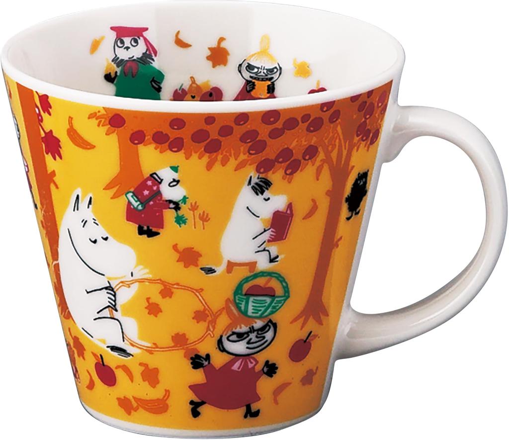 Yamaka Shoten MOOMIN "Four Seasons" Large Mug, 340ml, Diameter: Approx. 10 x 9cm, Autumn, Birthday Gift, Tableware, Made in Japan, Yellow, MM9603-11