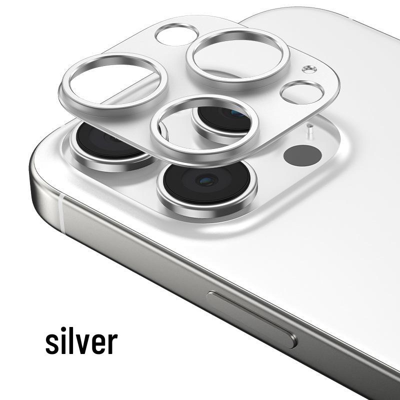 Compatible Apple iPhone 16 Pro Max Frosted Aluminum Lens Film Armor with Hollowed-Out Metal Sticker