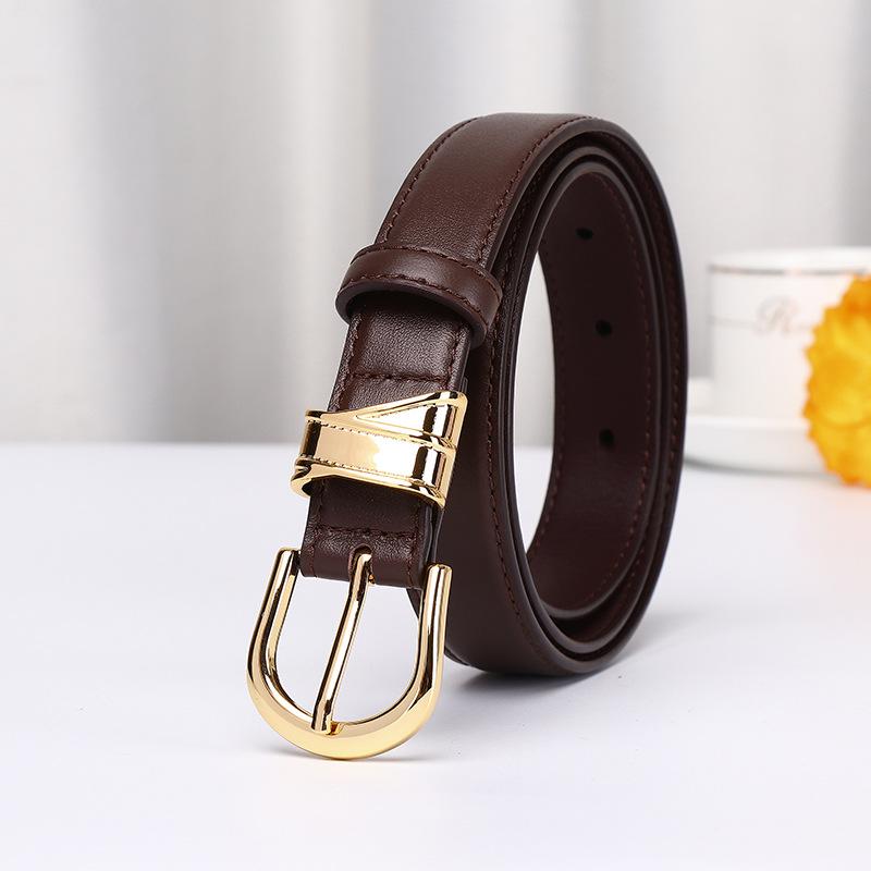 Stylish, Simple And Trendy Women'S Leather Belt Women'S Versatile High-End Pin Buckle Casual Jeans Belt Women'S