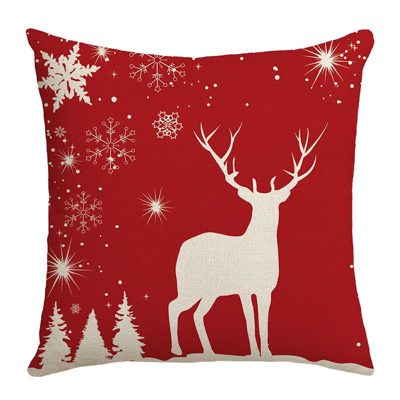 Red Christmas Pillow Cover Polyester Letter Print Home Sofa Pillow Cover Cushion
