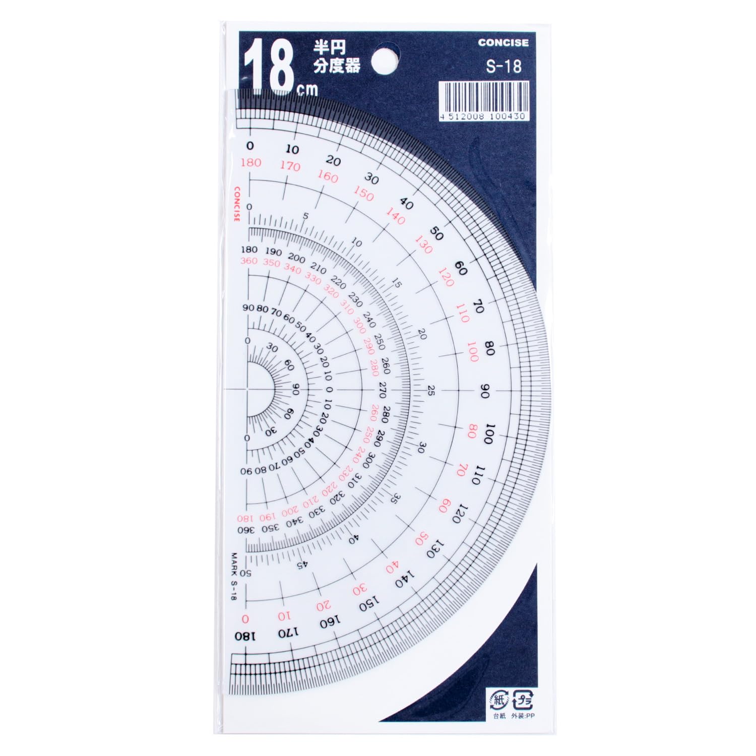 

Concise Semicircle Protractor 18cm S-18 CON-S18