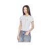 Slim Fit Round Neck Embroidered Small Logo Short Sve Regular T-Shirt Women Tops White LWT009873207647K14000