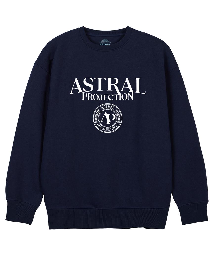 ASTRAL PROJECTION Lettering Logo Emblem Loose Fit Sweatshirt_Navy