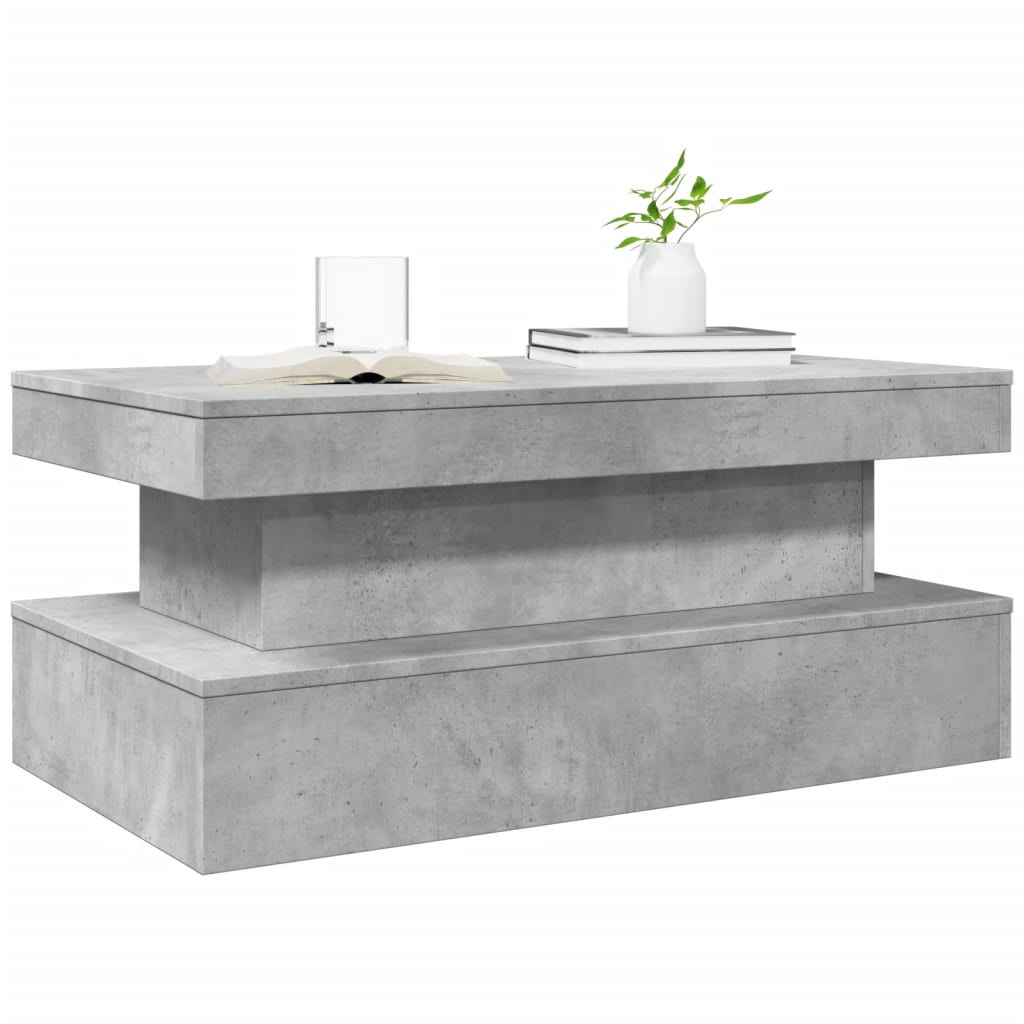 Coffee Table with LED Lights Concrete Grey 90 x 50 x 40 cm