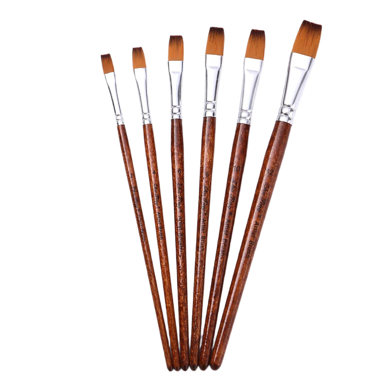 

6 шт. профессиональная кисть для рисования нейлоновая щетина кисть для начинающих художников масло акрил акварель камень холст живопись B