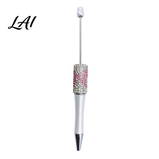 Fun Office Supplies Diamond Beadable Pens Bling Rhinestone Beaded DIY Plastic Bead Pen Crystal Gift for Women Shaft Black Ink Ballpoint Pens