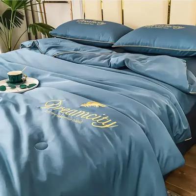 Luxury Embroidery Summer Simple Cool Ice Silk Quilt  Breathable Queen Quilts Cooling Comforter Bedding Sets Ice Rayon Blanket