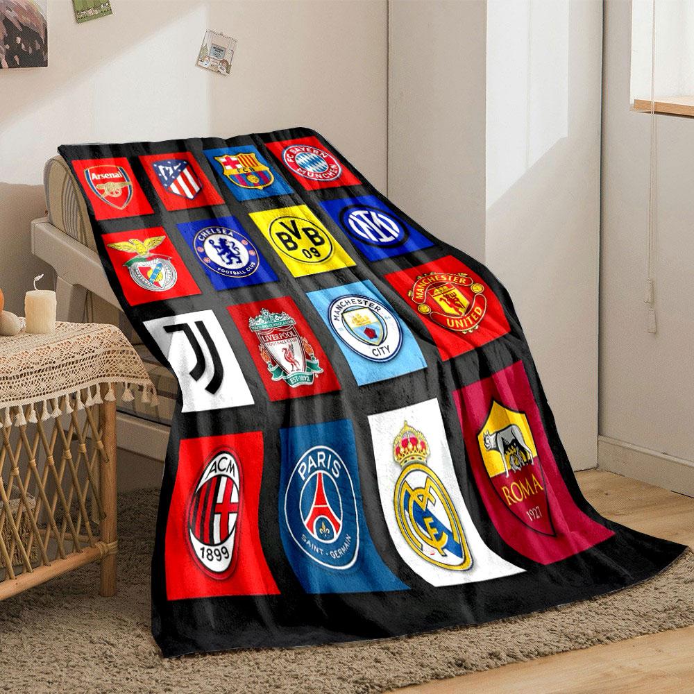 Football Club Logos Collection Print Blanket Soft and Cozy Perfect for the Living Room Bed Sofa or a Nap,gift