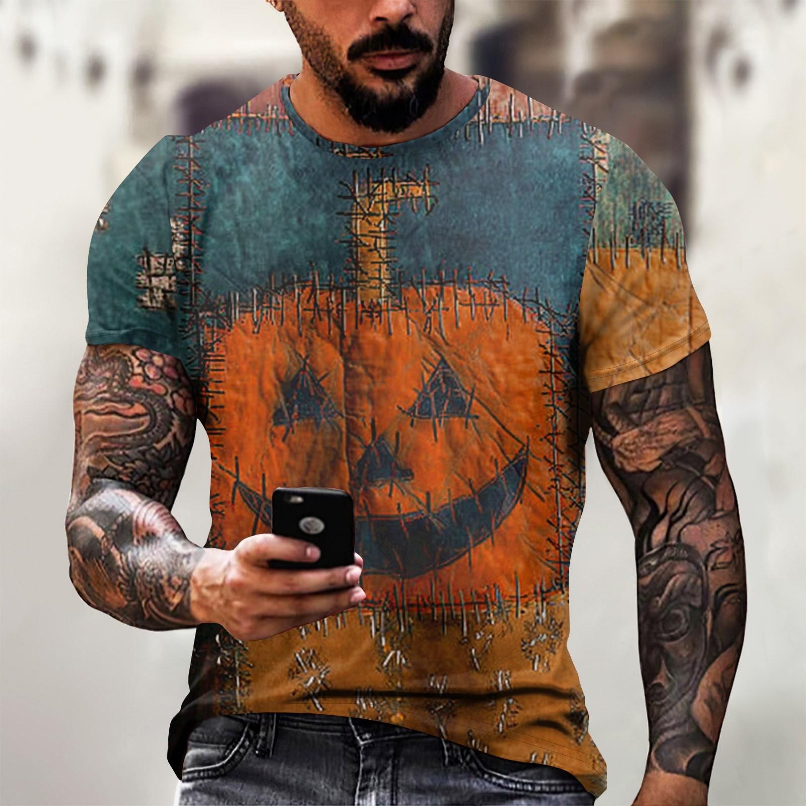 

Футболка на Хэллоуин, мужская, повседневная, с круглым вырезом, с рисунком брызг крови, топы с коротким рукавом и кровавым принтом ужасов XL