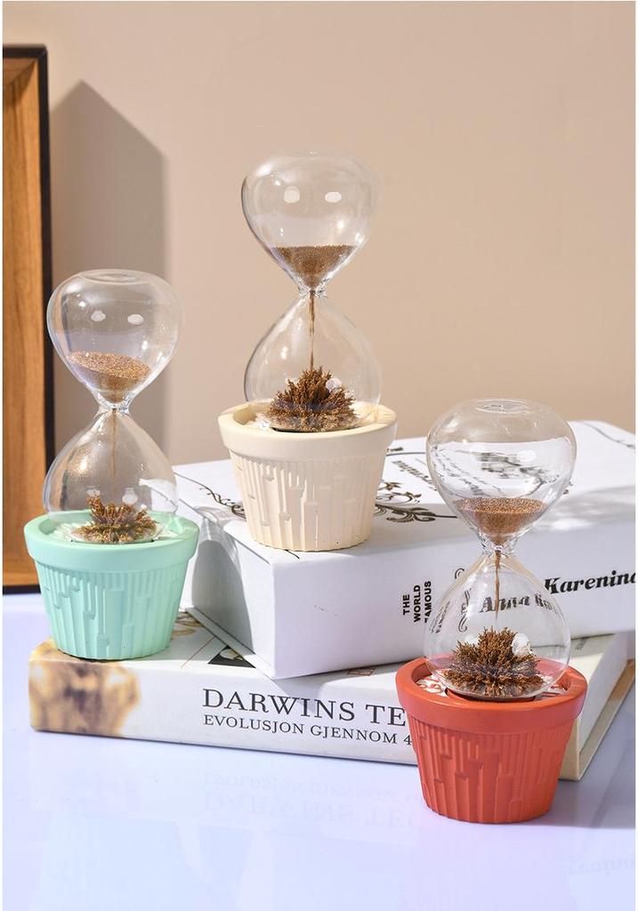 Magnetic Glass Hourglass Timer Ornament - High-End Mini Sand Flow Design