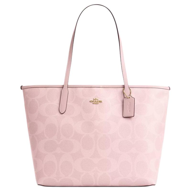 

COACH City 33 Classic Logo Logo Tote Bag Tote Bag Shopping Bag Artificial Leather Shoulder Bag Large Women s Fat Pink рожевий