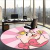 Lulu The Piggy (1) Round Office Rug Decorative Floor Rug for Office Bedroom Living Room and Home Space