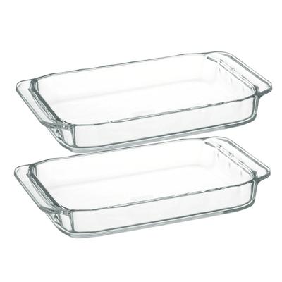 Iwaki Iwaki Prato de vidro resistente ao calor para torradeira Prato para gratinar 700ml Conjunto básico de 2 Conjunto de 2 KSKC3850-2