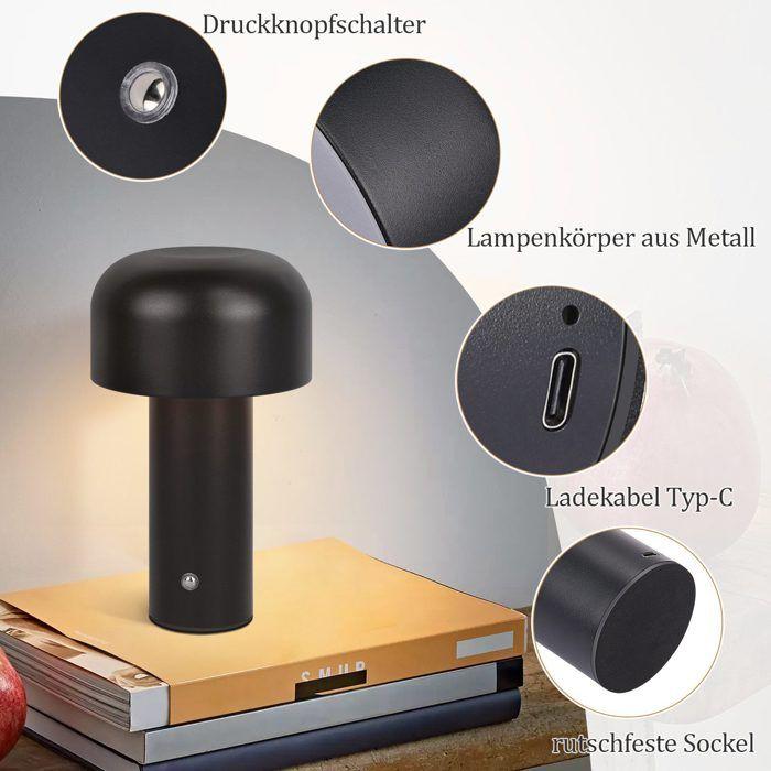 Lampe de chevet - NETTLIFE - Lampe champignon - 2 W - rechargeable sans fil - intensité variable