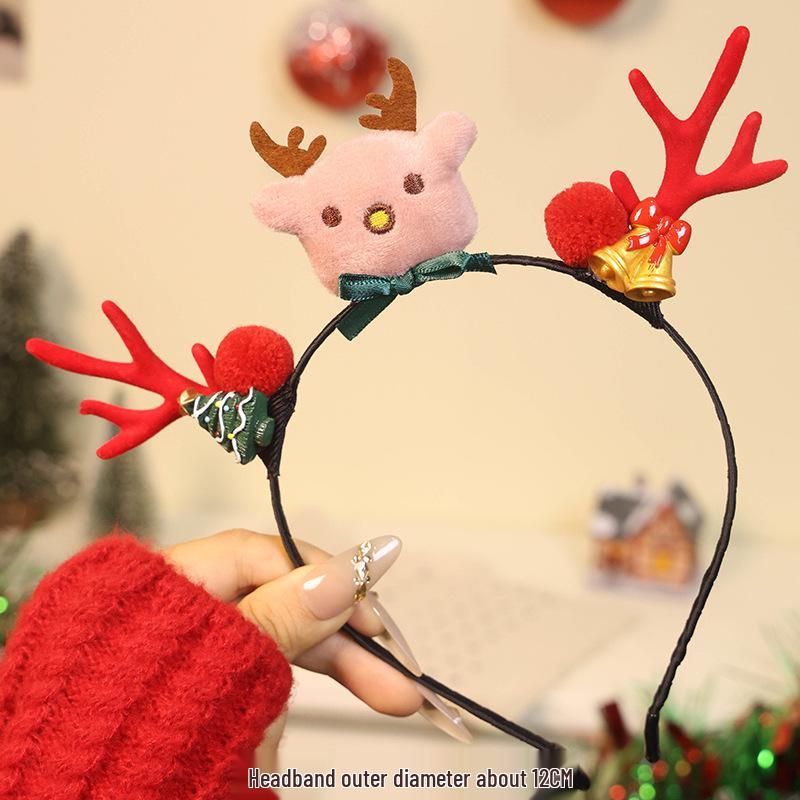 2025 Christmas Antler Headband Hair Tie - Women's Holiday Hair Accessories