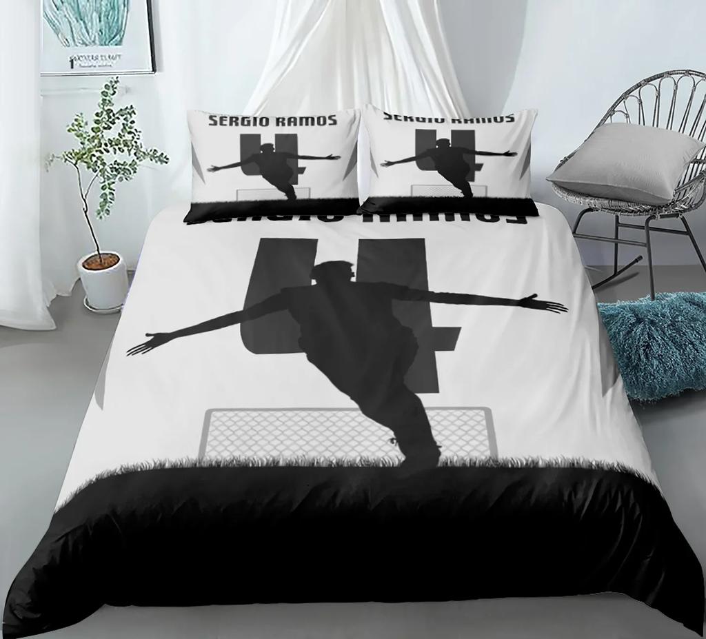 Soccer Player Twin Duvet Cover,Soccer Professional Player Kick Ball Championship Polyester Bedding Set Queen/Full/King/Twin Size