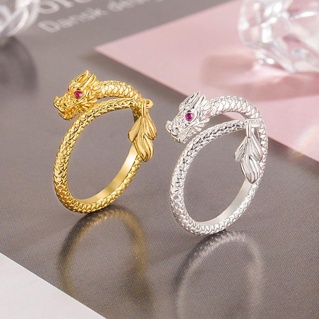 Stilvolle Offene Ringe Mode Drachenförmige Ringe für Damen Mädchen Verstellbare Ringe Elegantes Accessoire Schmuckstück für Damen
