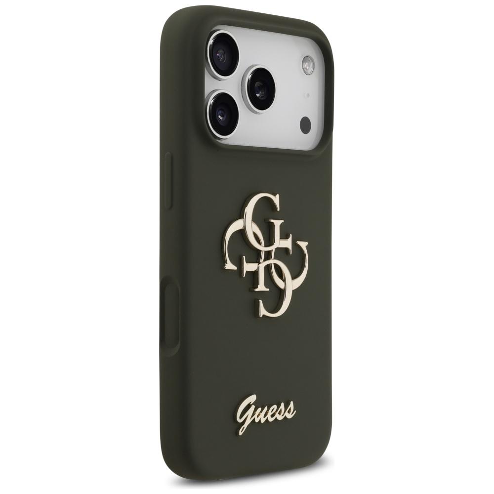 Guess Silikon Big 4G Script Hülle für iPhone 17 Pro Max Khaki