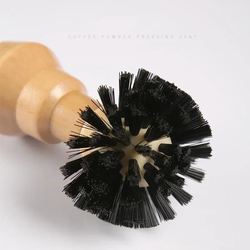 Portafilter Cleaning Brush Barista Espresso Coffee Tamper Cleaning Brush 51mm 54mm 58mm Tool with Wooden Handle Barista