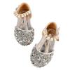 Kid Girl Sequins Faux Pearl Dress Shoes Children Fashionable PU Leather Glitter Flat Shoes for