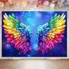 Rainbow Angel Wings Starry Sky Tapestry Dreamy Healing Wall Cloth Dance Room Photography Background Room Decoration