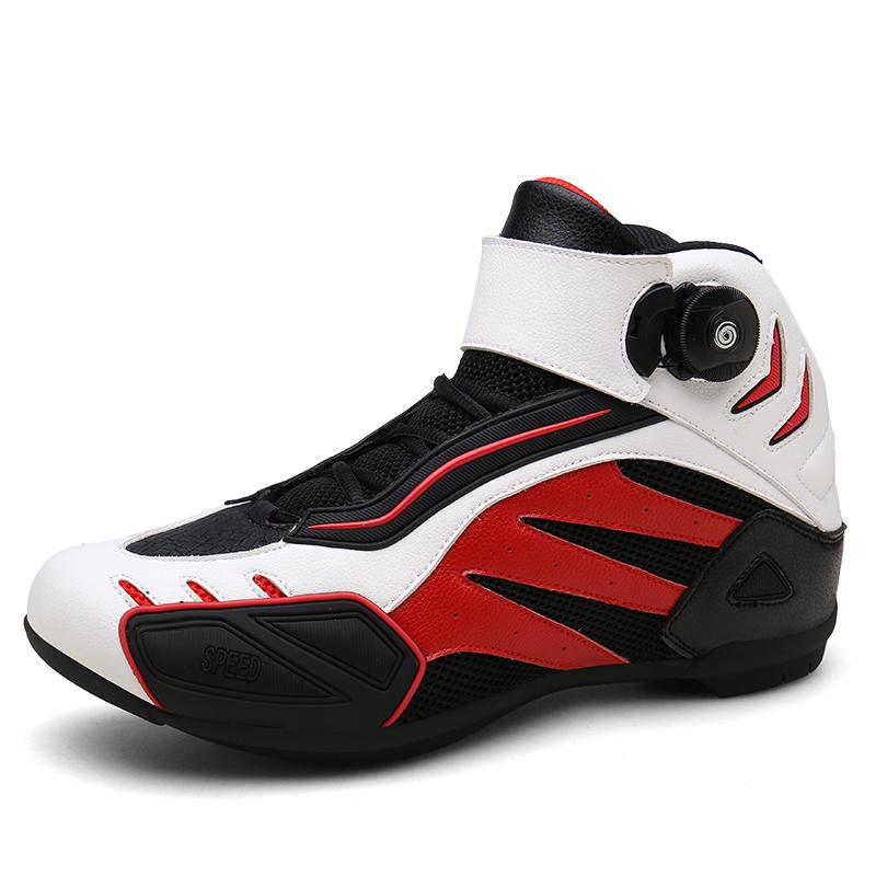 36-48 Herren/Damen High Top Motorradschuhe Stiefel Motorradstiefel Drehknopf Klettverschluss Fahrradstiefel
