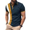 Men's Casual Chest Printed Lapel Button Versatile T-shirt