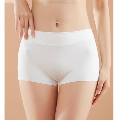 Nahtlose Damen Mid-Waist Boxer-Slips - Eisseide, Atmungsaktiv, Unifarben, Anti-Expositions-Sicherheitsshorts mit Baumwollzwickel
