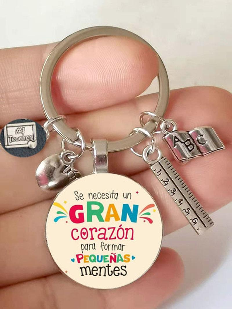 New Teacher Keychain Thank You Teacher Text Keychain Pendant Glass Crystal Pendant Key Ring Car Keychain For Teacher Teache