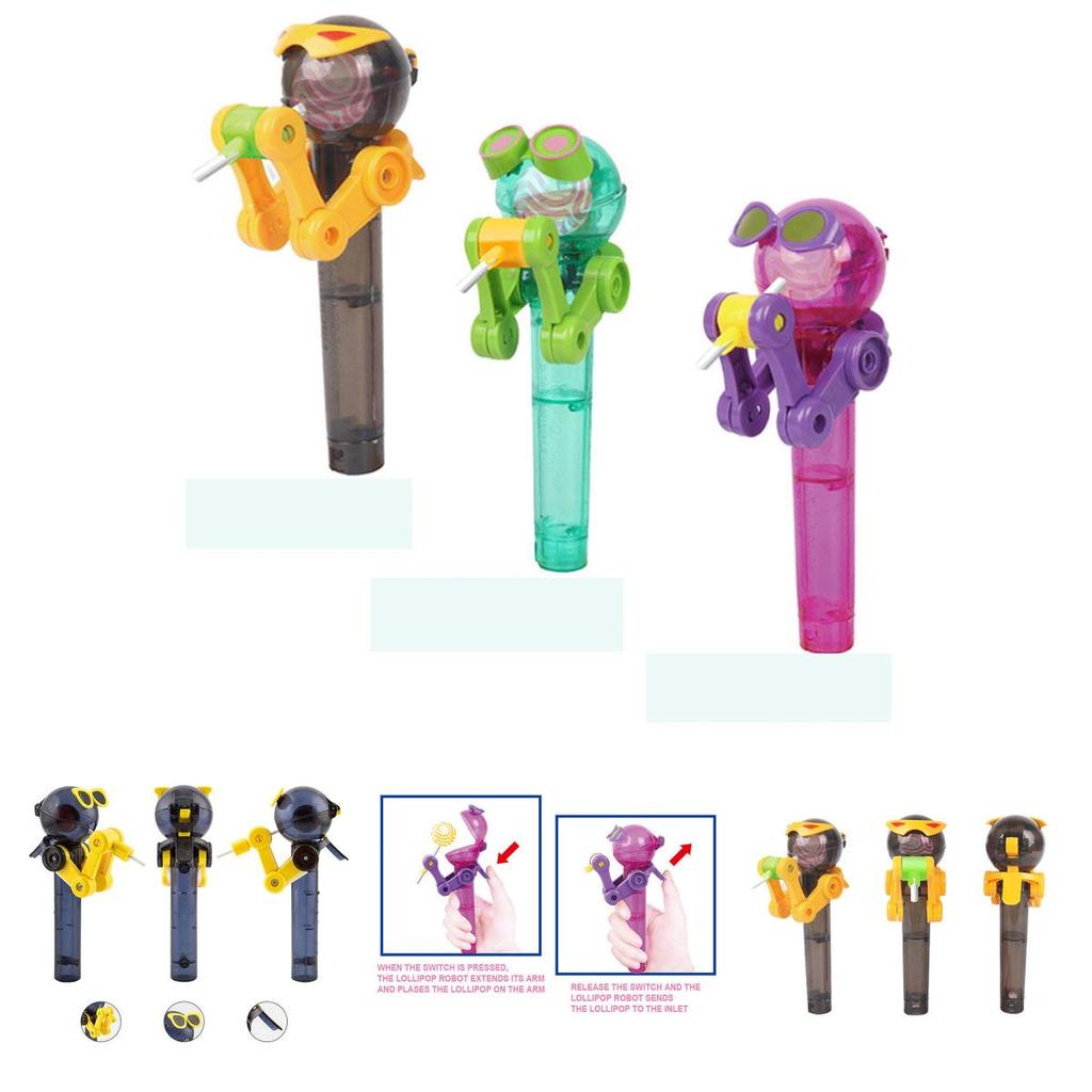 Adorable Kids Creative Eating Robot Lollipops Holder With Playful Stand For Baby Gifts