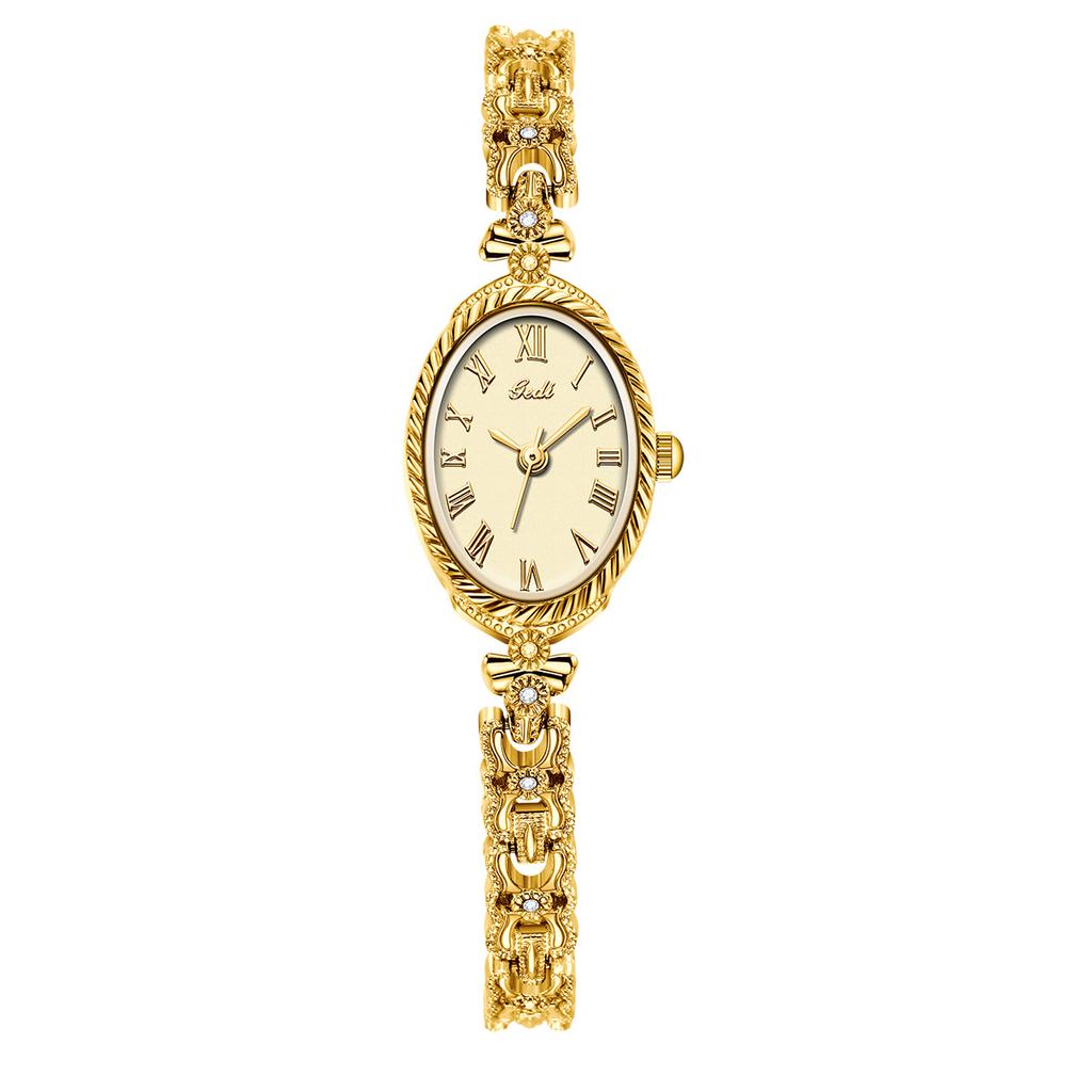 Gold Bracelet Dial, Fashionable And Exquisite Watch, Women'S High-Value Waterproof And Versatile Quartz Watch