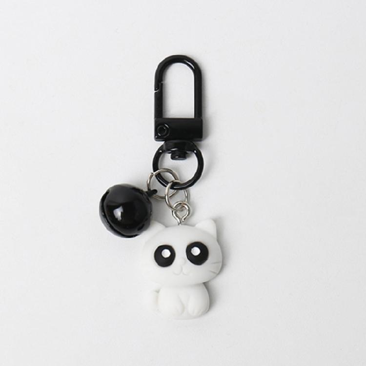 Black and White Cat Keychain Backpack Pendant Car Keyring Purse Bag Accessories
