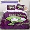 Invader Zim Pattern Bedding,Quilt Set Quilt Cover Pillowcase Home Birthday Gift(1 * duvet cover + 2 * pillowcase, without core)_lx
