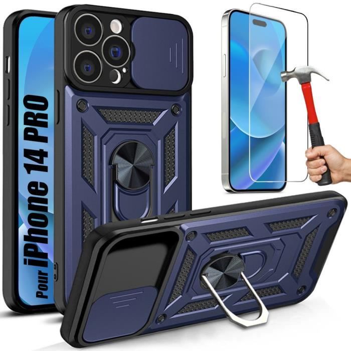 Coque - BOOLING - iPhone 14 Pro - Antichoc - Béquille pivotante - Protection caméra