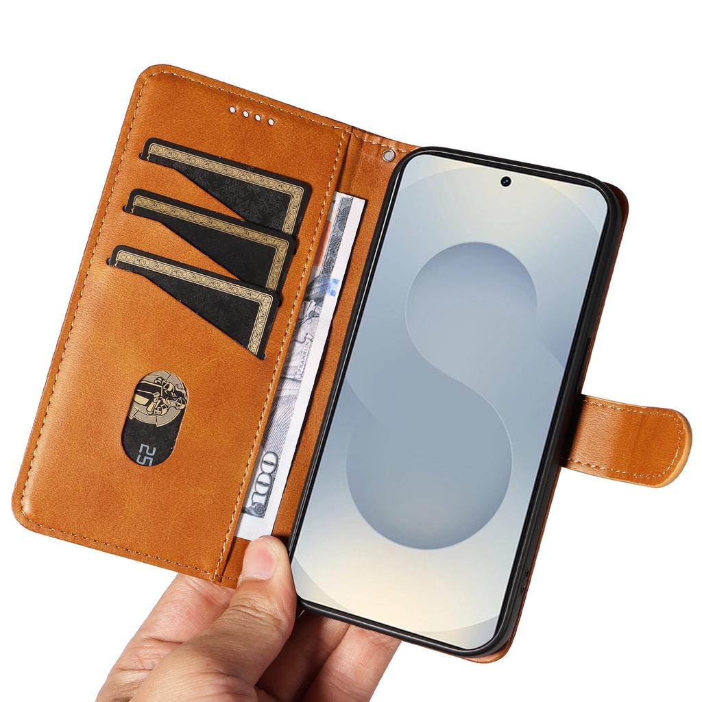 For Samsung Galaxy S25 Edge Wallet Case T-Shape Lines Leather Phone Cover Stand