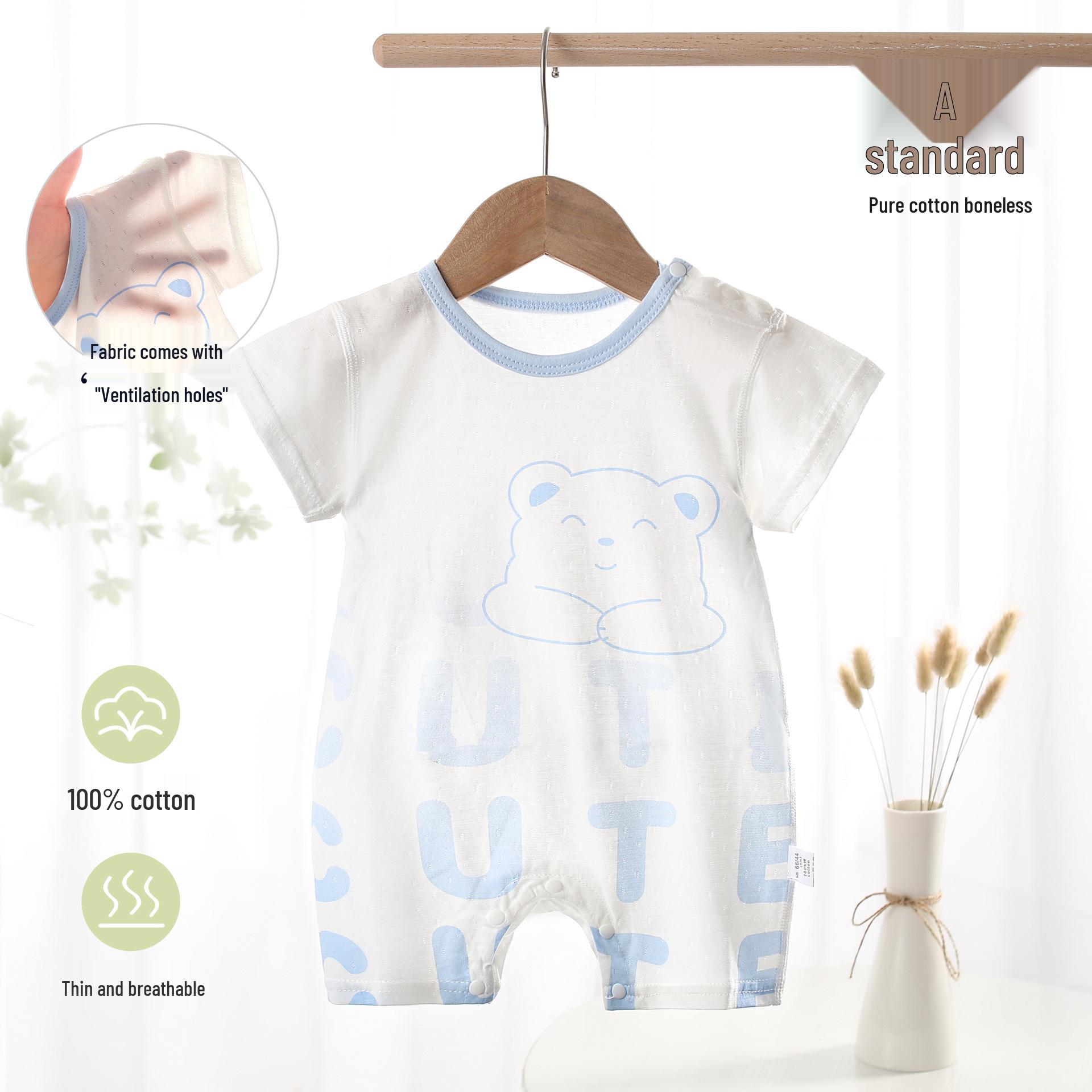 

Baby Summer Cotton Romper - Shoulder Snap Short Sleeve for Newborns 80 cm