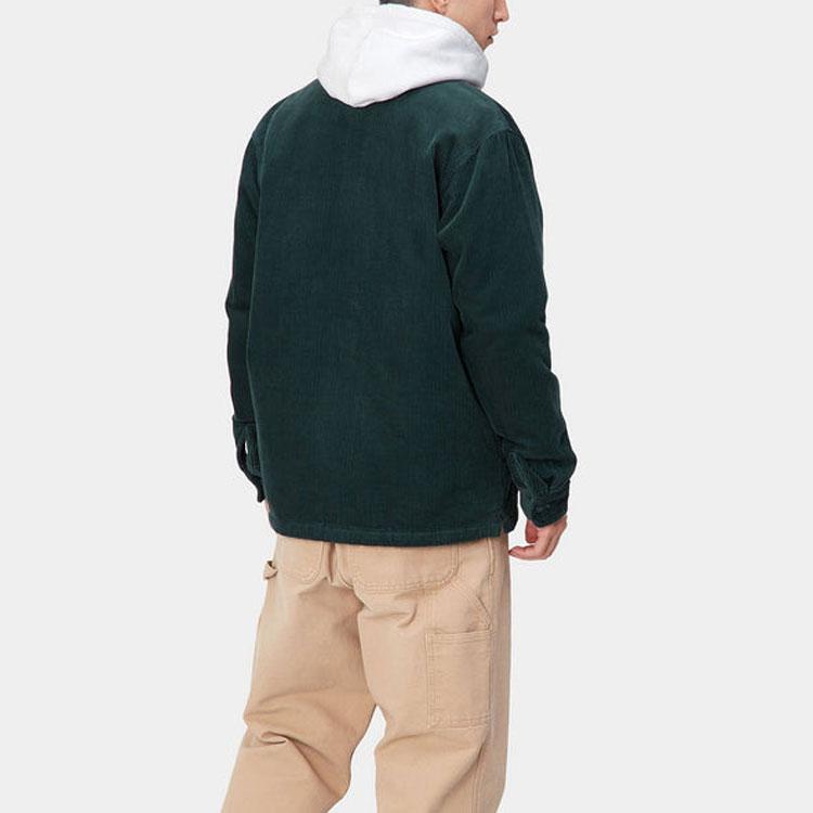 Carhartt WIP FW22 Solid Color Logo Patch Corduroy Single-Breasted Work Jacket Men jackets Green I028827-0WD-XX
