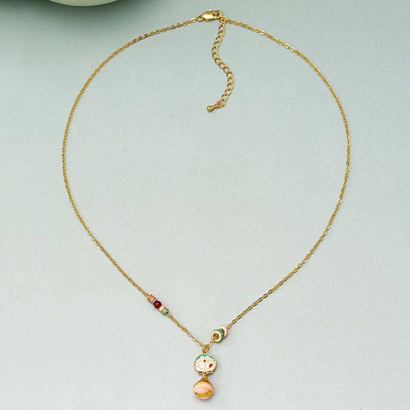 Vintage-Inspired Enamel Animal Pendant Necklace Women Men Cute Cartoon Charm On O-Link Chain Lightweight Copper Jewelry