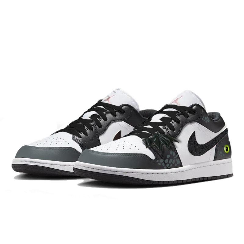 Jordan Air Jordan 1 Dark Night Dragon Eye Abrasion Resistant Breathable Support Low top Vintage Basketball Shoes Men's 553558-165(Team1267-)