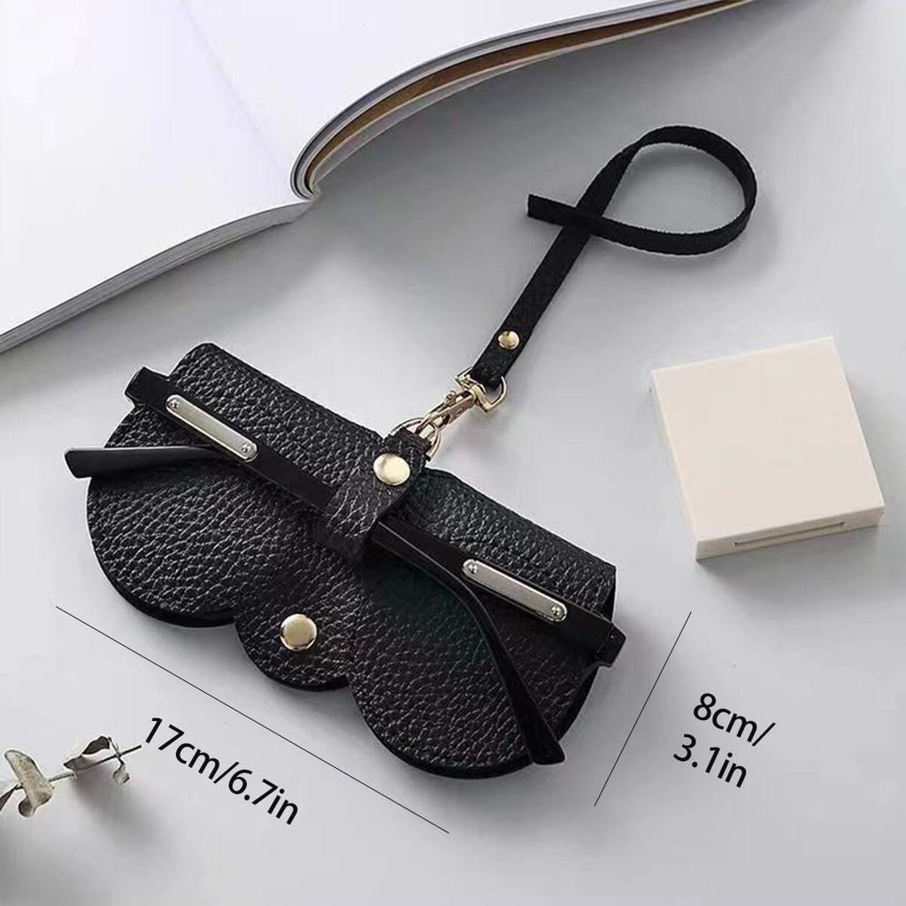 1pc Lychee Embossed Glasses Cover, Cute PU Leather Sunglasses Reading Glasses Bag Case Portable Travel Accessory