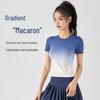 Damen Gradient Kurzarm Schnelltrocknend Yoga- und Fitness-Top