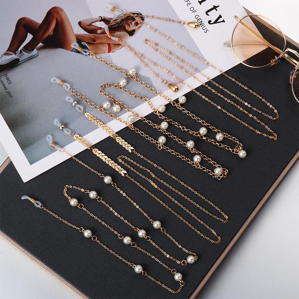New Fashion Sunglasses Chain Glasses Spectacles Pearl Decoration Vintage Chain Holder Cord Lanyard Necklace Eyewear Accessories