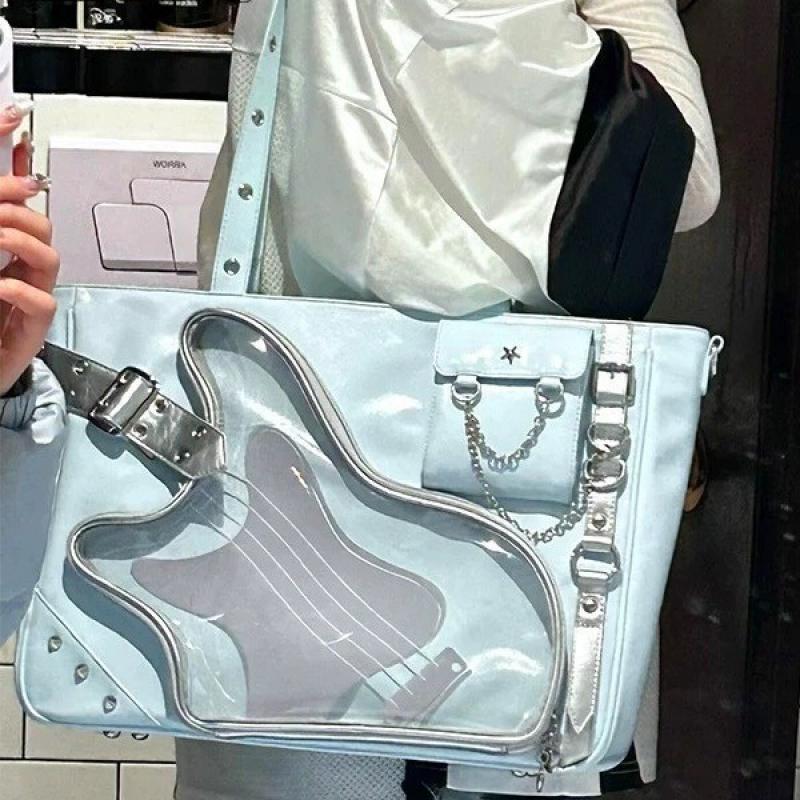 Y2K Aesthetic Clear Harajuku Backpack, Cute Small Capacity Shoulder Bag for Daily Use, School, Work, Transparent Pain Bag