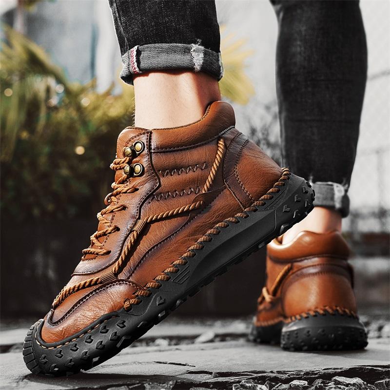 Autumn Winter Handmade Men Boots Shoes Comfortable Ankle Boots Casual Moccasins Tooling Leather Shoes