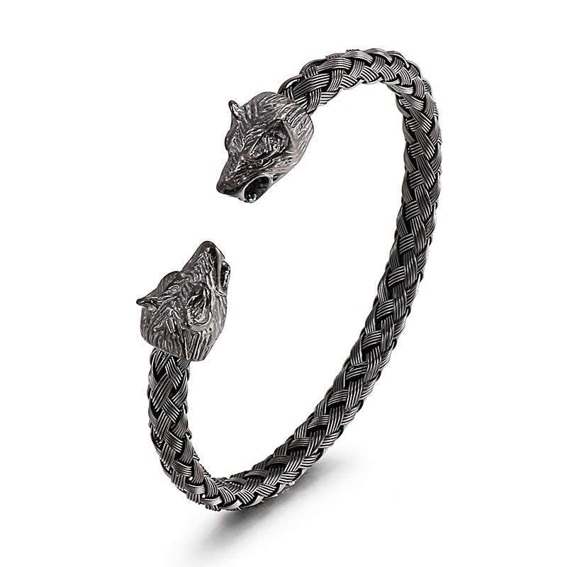 

Kalen Viking Animal Bangles Винтажный Черный Голова Волка Мужской Браслет из Нержавеющей Стали Норвежская Вечеринка Ювелирные Изделия Подарок Шармы Аксессуары 62-65mm