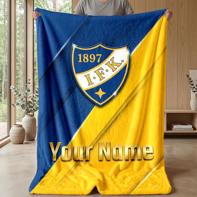 Ifk göteborg Testo Nome Personalizzato Coperta di Flanella Logo Calcio Coperta in Pile Personalizzata Regalo Speciale per Divano Camera da Letto Casa