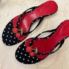Fashion Cute Rhinestone Cherry Kitten Heel Design Brand Slippers Women Vintage Polka Dot Slide Sandals Sweet Comfort Clip Toe Flip Flops