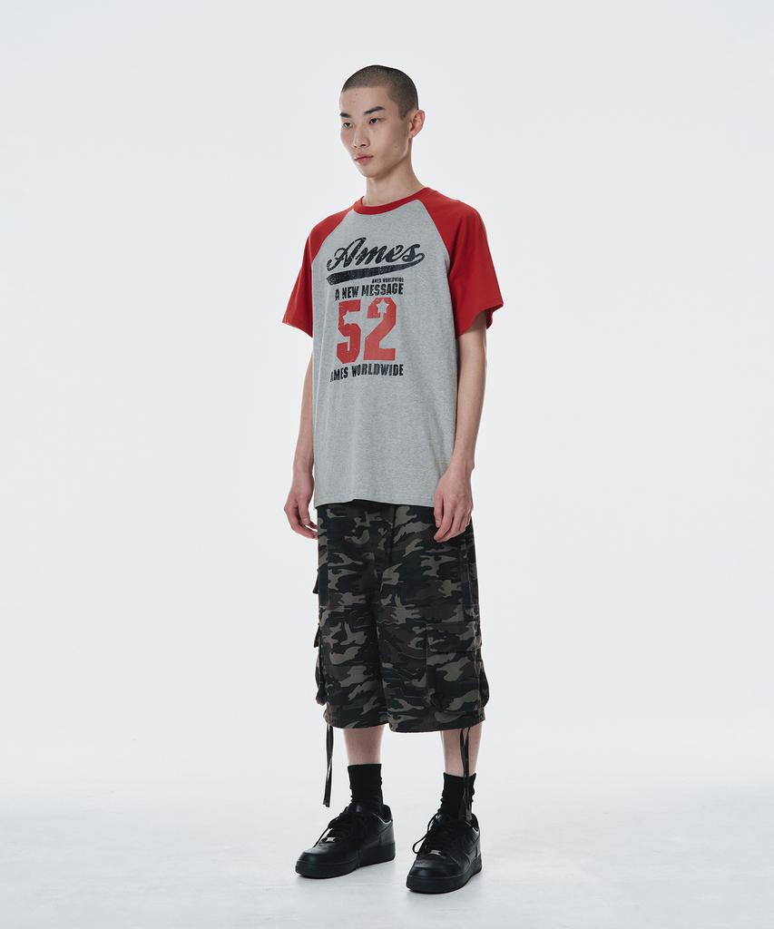 AMES-WORLDWIDE 52 Logo Raglan Tee Red