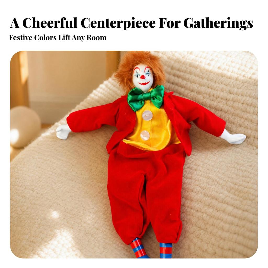 Clown Figurine with Cloth Body Adorable Handmade Lovely