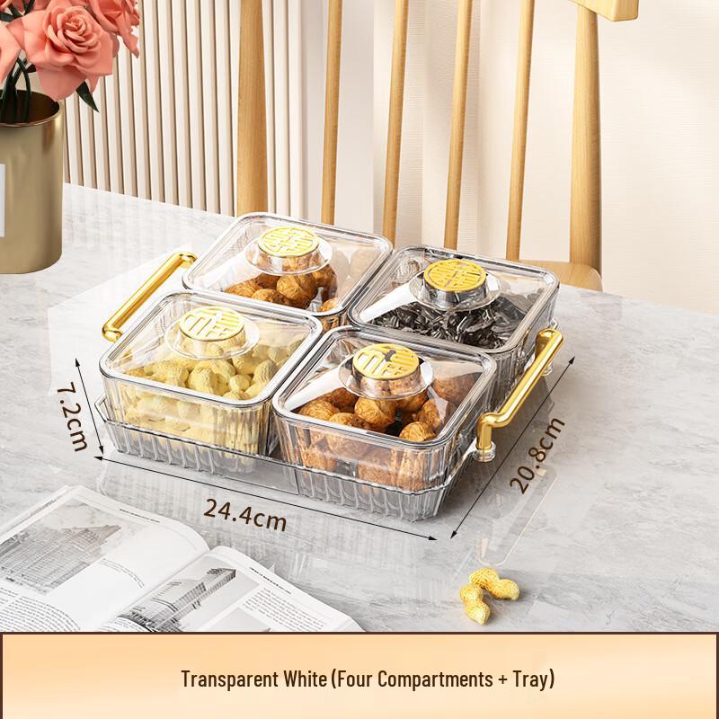 AQ Light Luxury Divided Serving Tray Four Grid with Tray